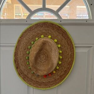 Colorful Pom-Pom Straw Hat
